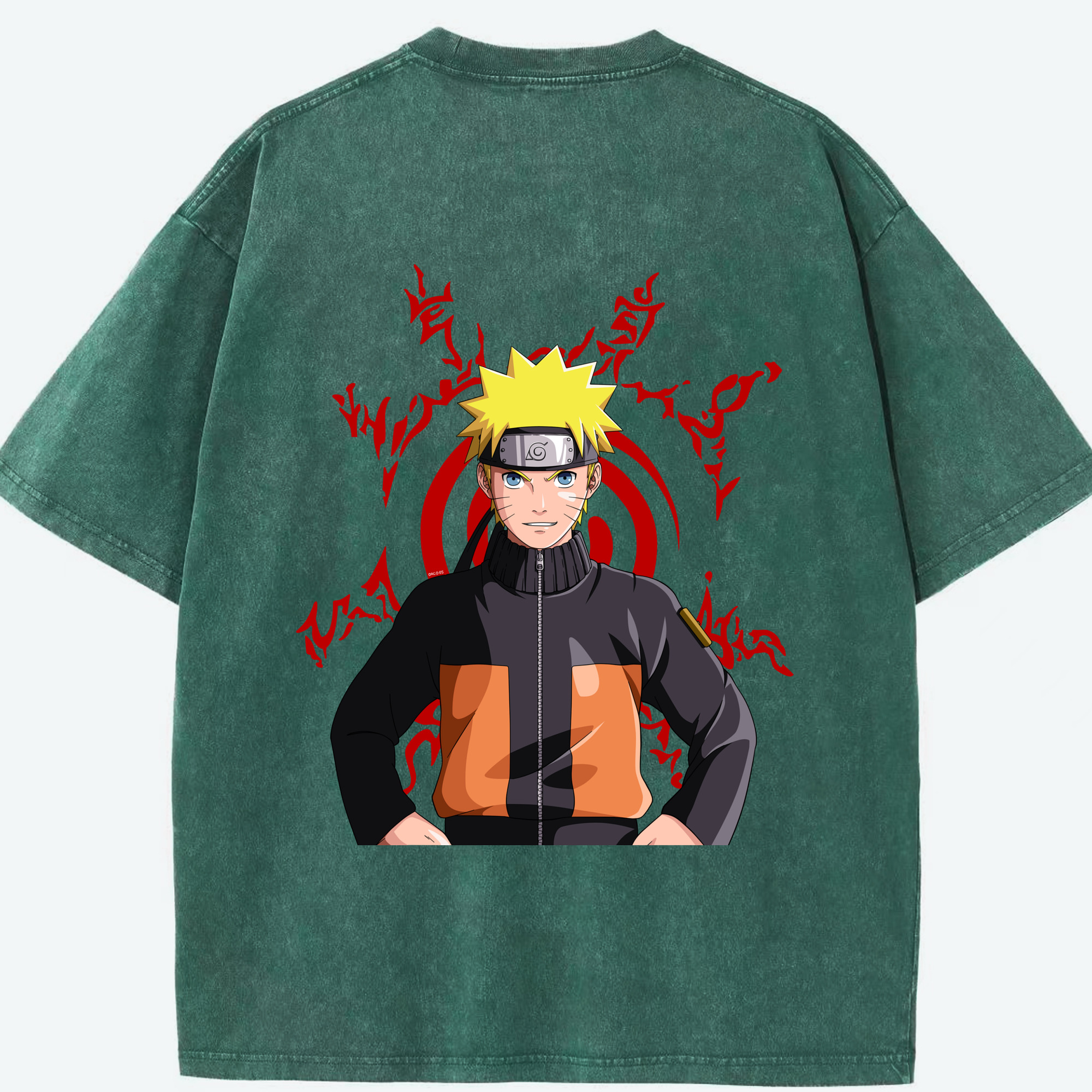 （画像用） NARUTO -ナルト- うずまき ナルト Uzumaki Naruto 綿100% ヴィンテージ風 半袖Tシャツ（背面プリント）